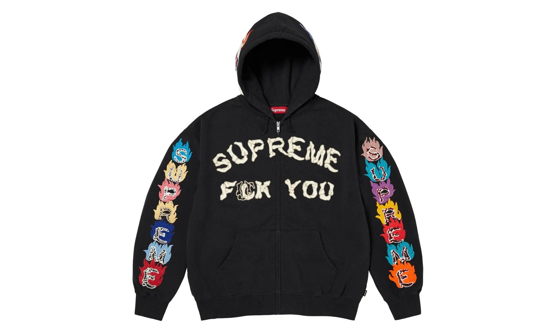 Supreme Fuck You Zip Up Hooded Sweatshirt Black